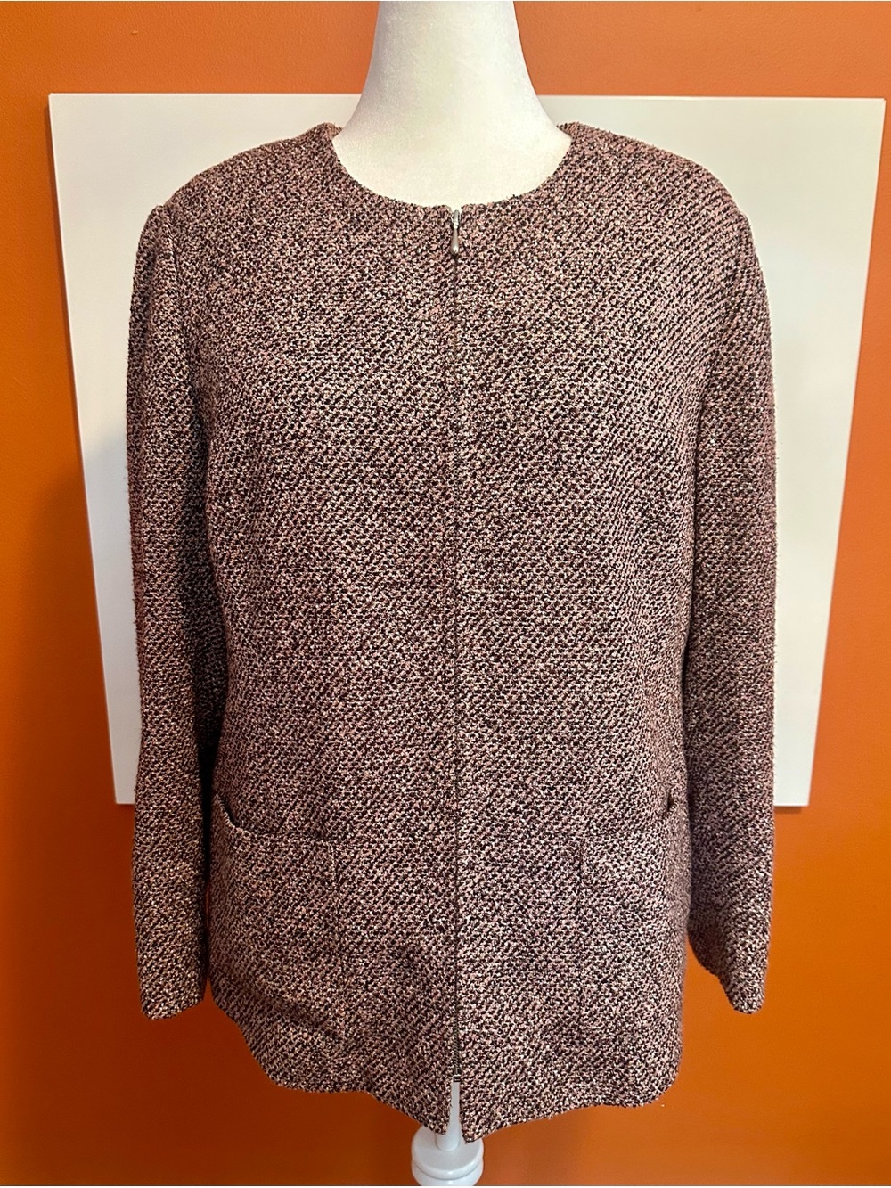 Emma James Pink & Black Tweed Full-Zip Jacket Blazer 16W